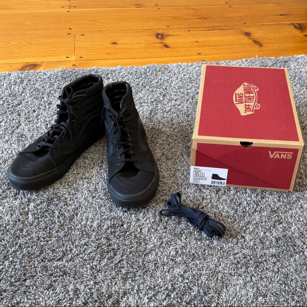 Vans Sk8-Hi Black Canvas High-Tops Sz 9 Mens